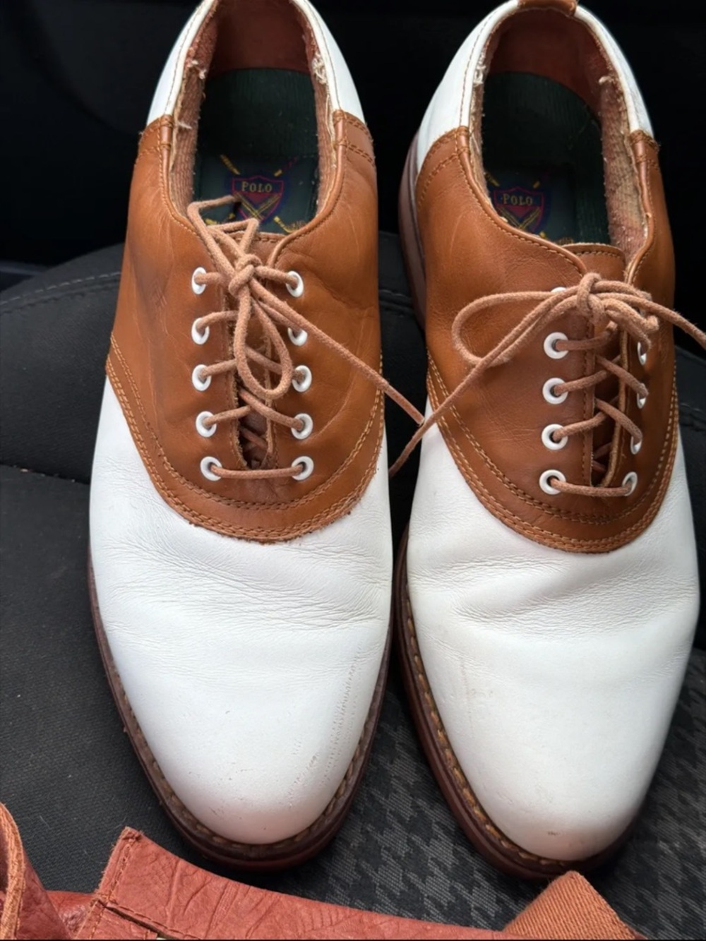 Polo by Ralph Lauren White and Tan Two-Tone Leather Oxfords